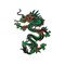 4" Green Chinese Dragon Facing Left, Embroidered, Iron on Patch